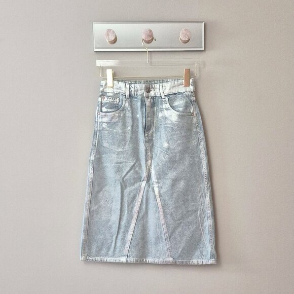 NWOT Zara blue denim silver metallic skirt, Size 13-14 years - Picture 5 of 6